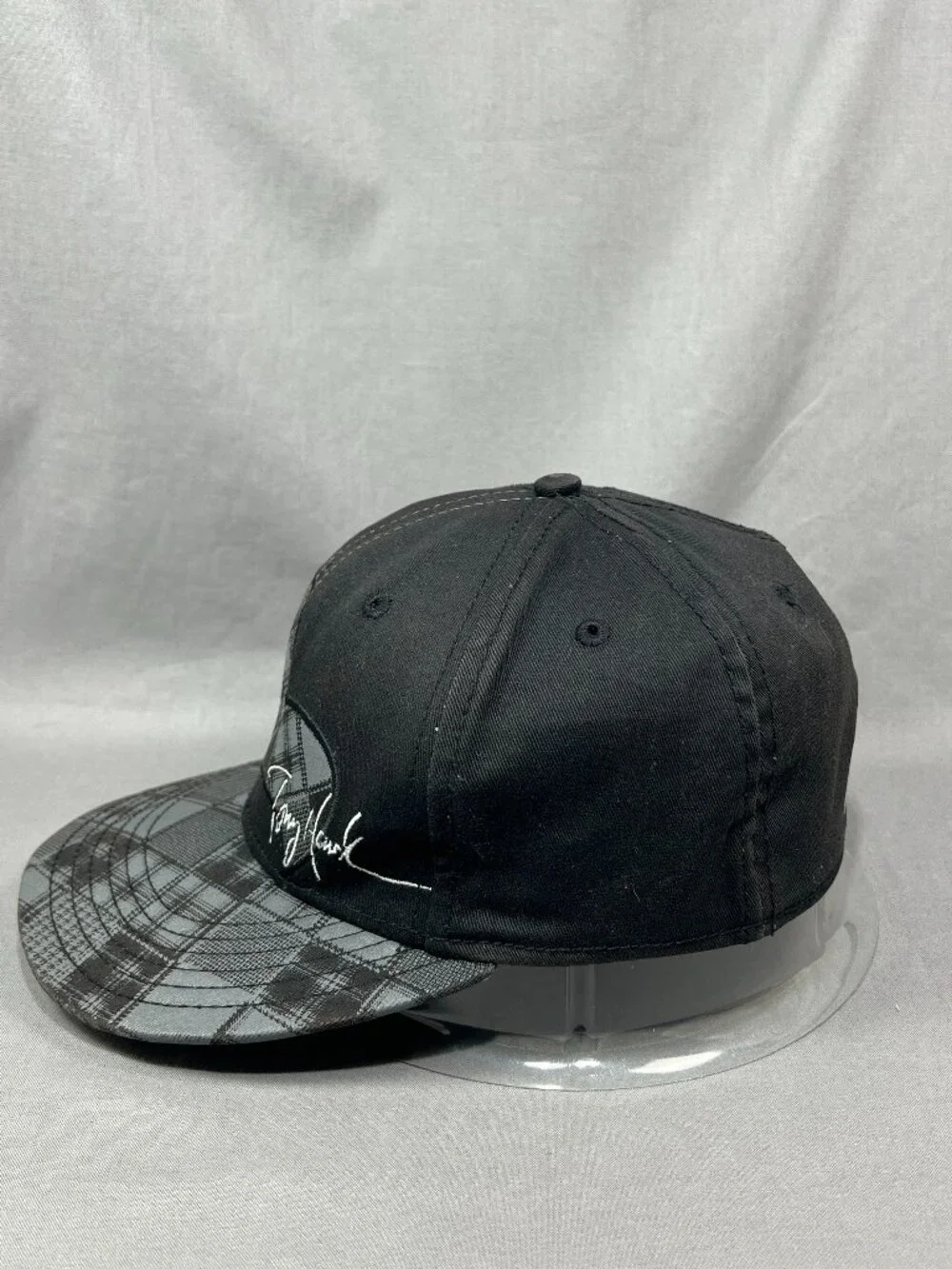 Tony Hawk Signature A-Flex S/M Hat Black Plaid Checkered Skateboarding Y2K Cap